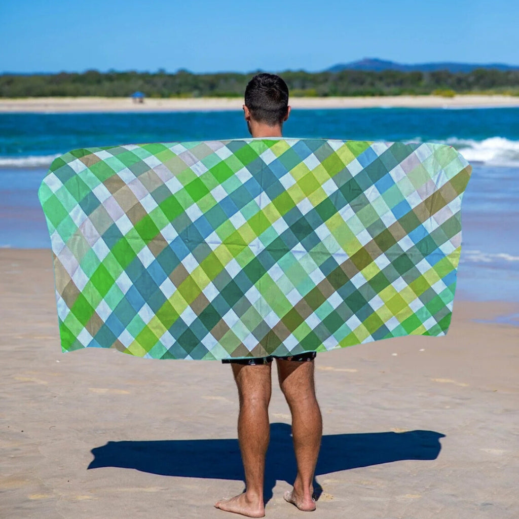 Spread your wings and your towel and showcase your true colours in the gingham green design